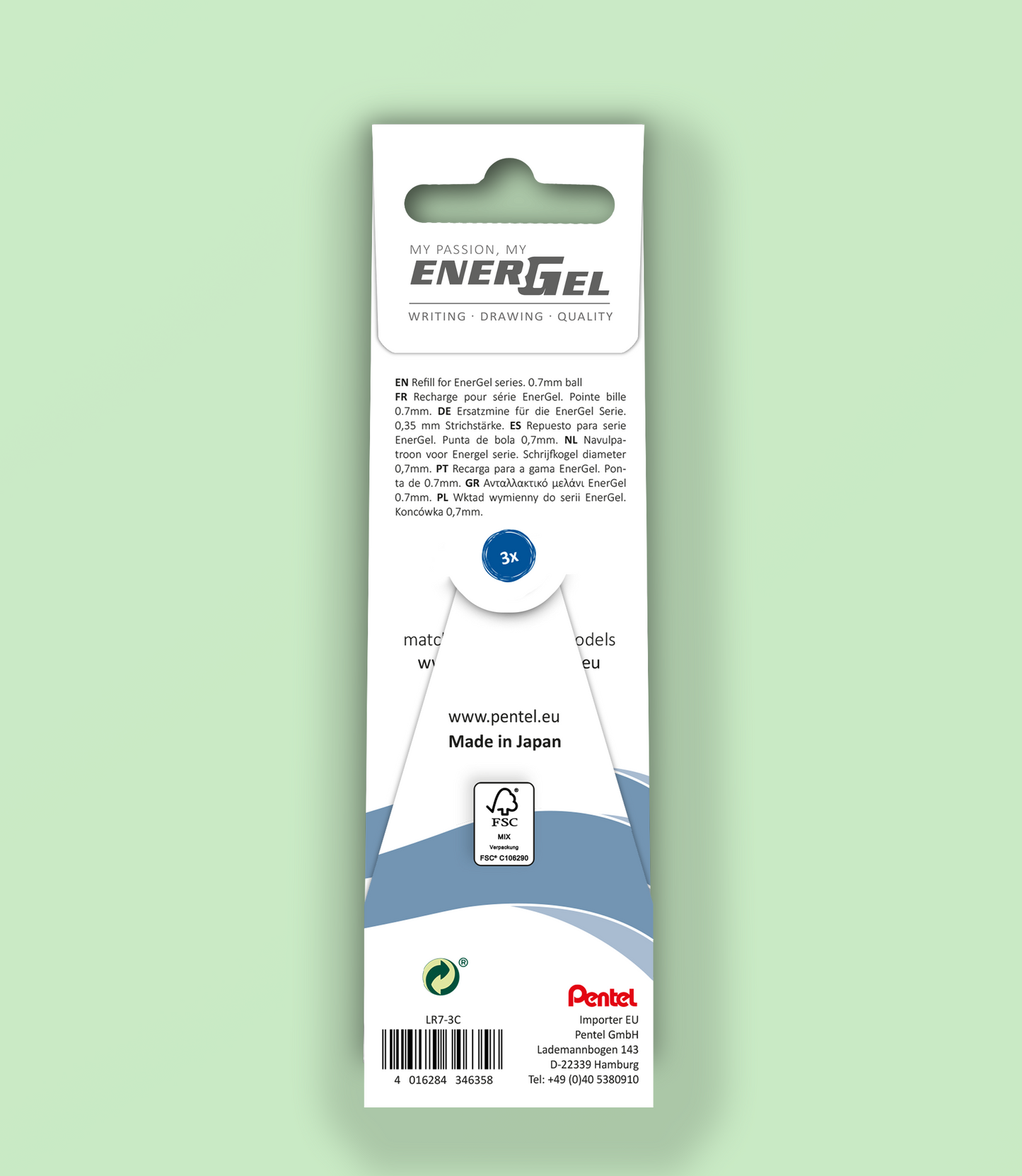 EnerGel Nachfüllminen 3er Blau