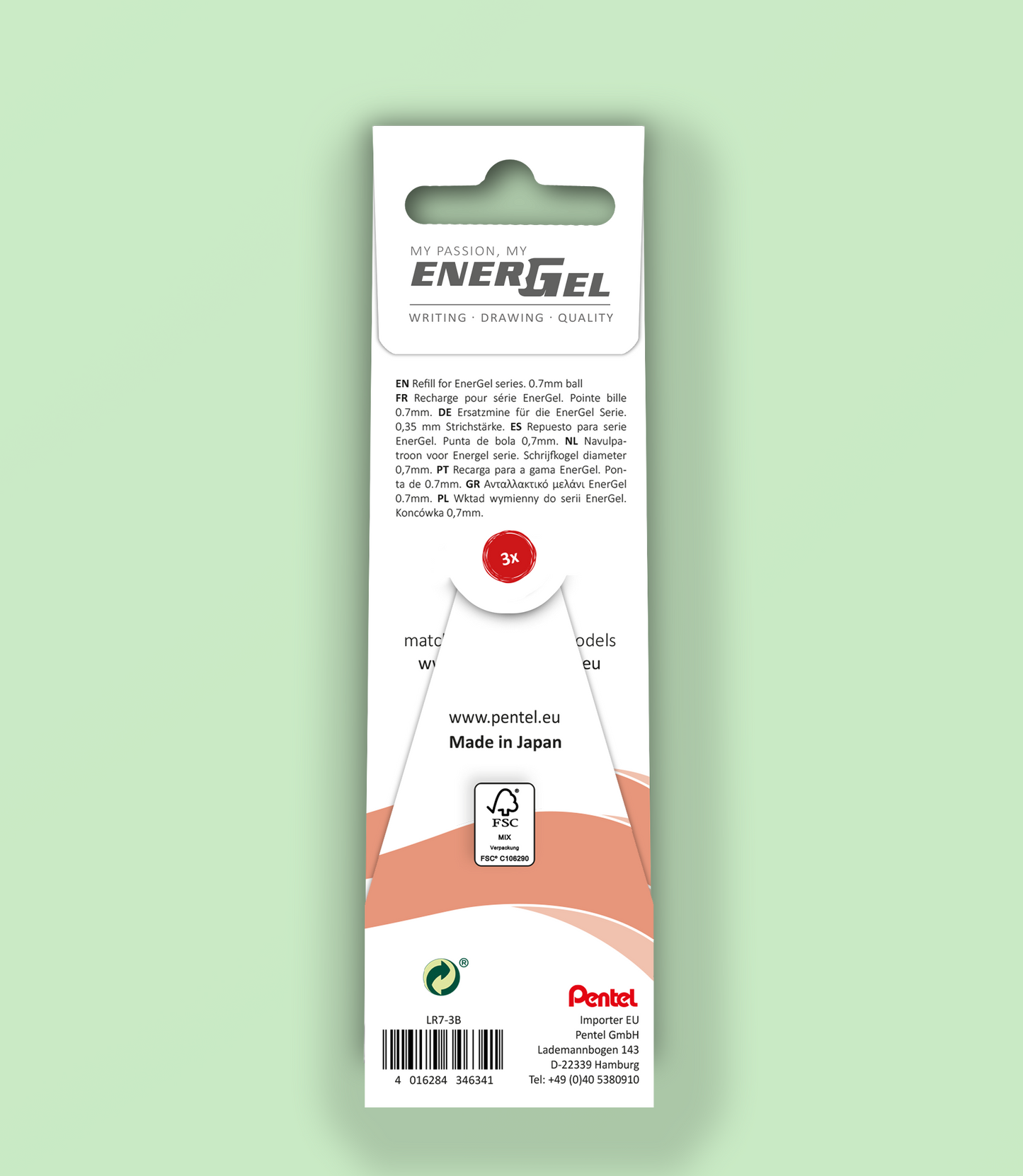 EnerGel Nachfüllminen 3er Rot