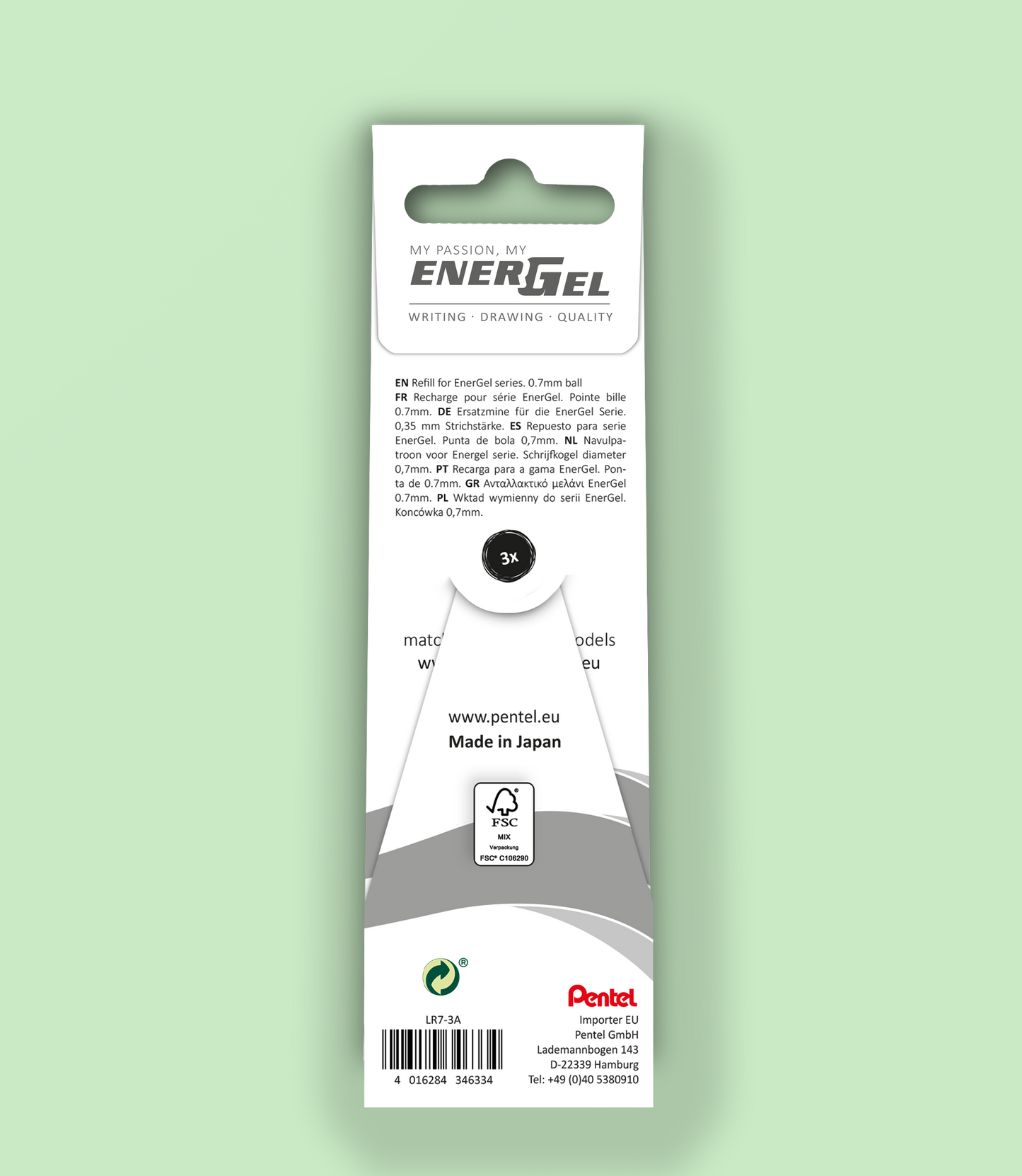 EnerGel Nachfüllminen 3er Schwarz